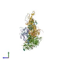 PDB entry 5nem coloured by chain, side view.