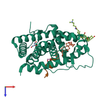PDB entry 5nfp coloured by chain, top view.