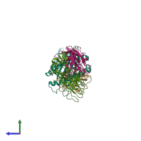 PDB entry 5nht coloured by chain, side view.