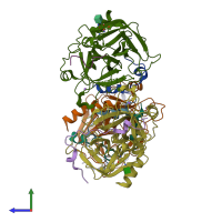 PDB entry 5nhu coloured by chain, side view.