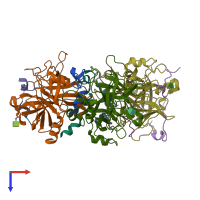 PDB entry 5nhu coloured by chain, top view.