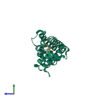 PDB entry 5nim coloured by chain, side view.