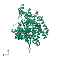 PDB entry 5nis coloured by chain, side view.