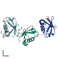 PDB entry 5nl4 coloured by chain, front view.