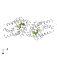 (1~{R},3~{S},5~{Z})-5-[(2~{E})-2-[(1~{R},3~{a}~{S},7~{a}~{R})-7~{a}-methyl-1-[(1~{S})-1-[(2~{S},5~{R})-5-(2-oxidanylpropan-2-yl)oxolan-2-yl]ethyl]-2,3,3~{a},5,6,7-hexahydro-1~{H}-inden-4-ylidene]ethylidene]-4-methylidene-cyclohexane-1,3-diol in PDB entry 5nmb, assembly 1, top view.