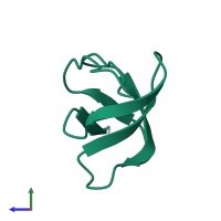 Monomeric assembly 1 of PDB entry 5np3 coloured by chemically distinct molecules, side view.
