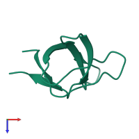 Monomeric assembly 2 of PDB entry 5np3 coloured by chemically distinct molecules, top view.