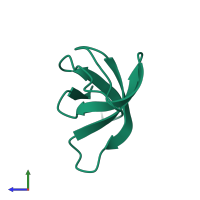 Monomeric assembly 4 of PDB entry 5np3 coloured by chemically distinct molecules, side view.