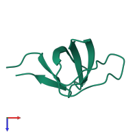 Monomeric assembly 4 of PDB entry 5np3 coloured by chemically distinct molecules, top view.