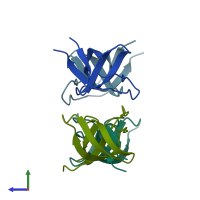 PDB entry 5np3 coloured by chain, side view.