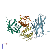 PDB entry 5nrk coloured by chain, top view.