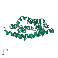 PDB entry 5ntp coloured by chain, top view.