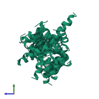 PDB entry 5nwv coloured by chain, ensemble of 20 models, side view.