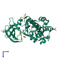 PDB entry 5o11 coloured by chain, top view.