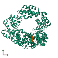 PDB entry 5o1j coloured by chain, front view.