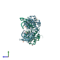 PDB entry 5o1v coloured by chain, side view.