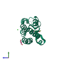 PDB entry 5o39 coloured by chain, side view.