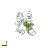 methyl (2R)-2-[(4S)-6-(4-chlorophenyl)-8-methoxy-1-methyl-4H-[1,2,4]triazolo[4,3-a][1,4]benzodiazepin-4-yl]butanoate in PDB entry 5o3a, assembly 1, side view.