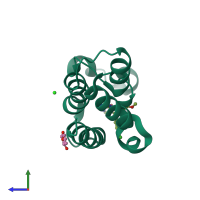 PDB entry 5o3e coloured by chain, side view.