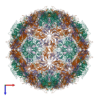 Hetero 240-meric assembly 1 of PDB entry 5o5b coloured by chemically distinct molecules, top view.