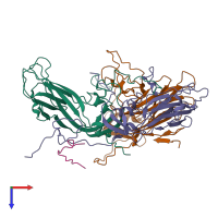 PDB entry 5o5b coloured by chain, top view.