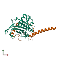 PDB entry 5o9e coloured by chain, front view.