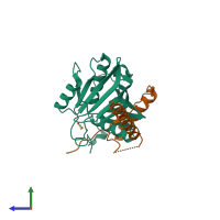 PDB entry 5o9e coloured by chain, side view.