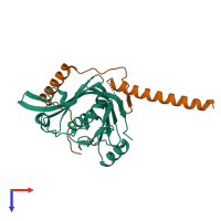 PDB entry 5o9e coloured by chain, top view.