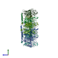 PDB entry 5oac coloured by chain, side view.