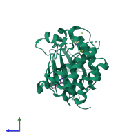 PDB entry 5obr coloured by chain, side view.