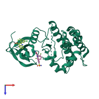 PDB entry 5obr coloured by chain, top view.