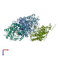 PDB entry 5ocs coloured by chain, top view.