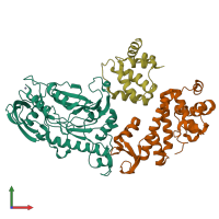 PDB entry 5ofn coloured by chain, front view.