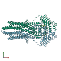 PDB entry 5ofr coloured by chain, front view.