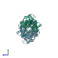 PDB entry 5ofr coloured by chain, side view.