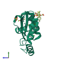 PDB entry 5oi2 coloured by chain, side view.