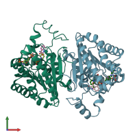 PDB entry 5oji coloured by chain, front view.