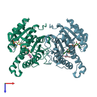 PDB entry 5oji coloured by chain, top view.