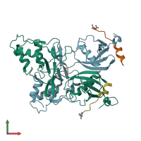 PDB entry 5ok6 coloured by chain, front view.
