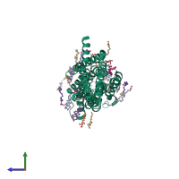PDB entry 5olh coloured by chain, side view.