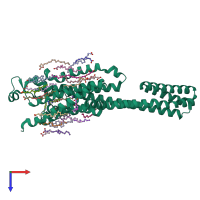 PDB entry 5olh coloured by chain, top view.