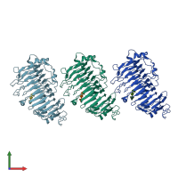PDB entry 5olr coloured by chain, front view.