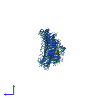 PDB entry 5olr coloured by chain, side view.