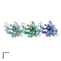 PDB entry 5olr coloured by chain, top view.
