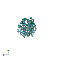 PDB entry 5oly coloured by chain, side view.