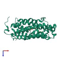 PDB entry 5omk coloured by chain, top view.