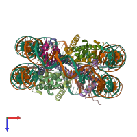 PDB entry 5omx coloured by chain, top view.