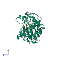 PDB entry 5oro coloured by chain, side view.