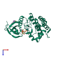 PDB entry 5oro coloured by chain, top view.