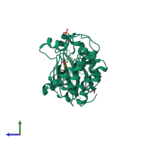 PDB entry 5ose coloured by chain, side view.